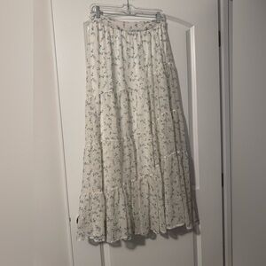 Altar'd State Cream and Blue Floral Maxi Skirt